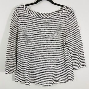 Anne Taylor LOFT Boat Neck Striped Nautical Blouse